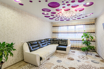 standard interior apartment. living room with sofa