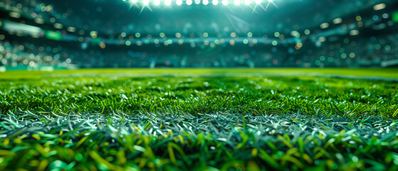 A Canvas of Green: Under Stadium Lights, Where Every Blade of Grass Awaits the Dance of Champions