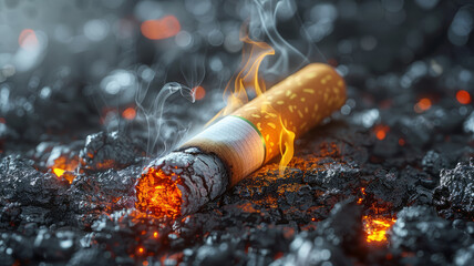 Creative depiction: Cigarette's impact on body, No Smoking Day,generative ai