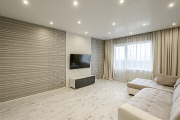 standard interior apartment. living room with sofa