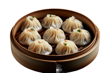 Gastronomic Delights: A Wooden Container Overflowing With Delectable Dumplings.