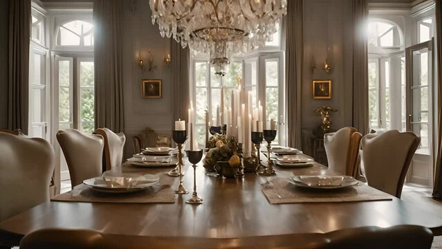 Virtual Reality 3D Rendering of a Luxurious Dining Room