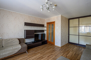 Obraz premium standard interior apartment. living room with sofa