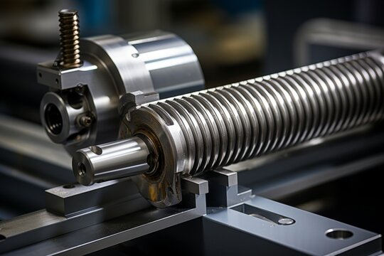 An Up-Close View of a Lead Screw's Precision Design in a Manufacturing Workshop