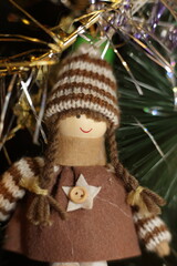 christmas tree decoration knitted toy for Christmas tree girl