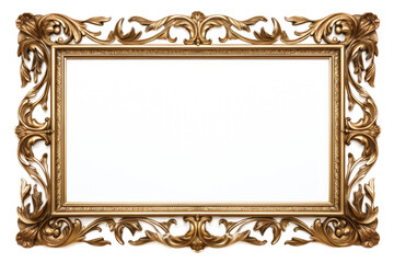 Elegance Embodied: Ornate Gold Frame on White.