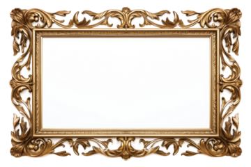 Elegance Embodied: Ornate Gold Frame on White.