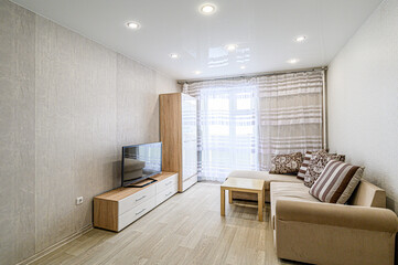 standard interior apartment. living room with sofa