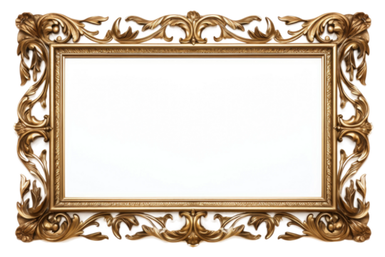 Elegance Embodied: Ornate Gold Frame on White.