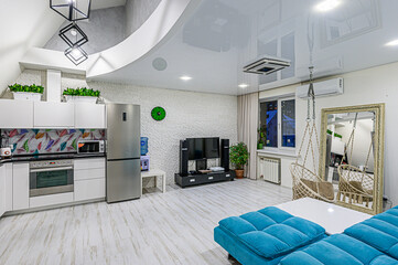 standard interior apartment. living room with sofa