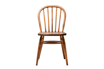 Solitary Elegance: A Vintage Wooden Chair Against a Blank Canvas.