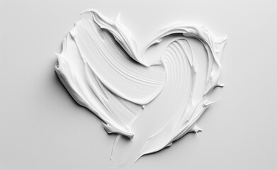 Heartfelt Radiance: Skincare Cream Smear on White Background - obrazy, fototapety, plakaty