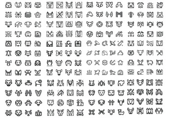 Fototapeta na wymiar set of icons for web design Animals logos collection. Animal logo set. Geometrical abstract logos. Icon design