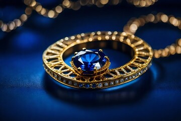  precious golden necklace for girl on blue silk