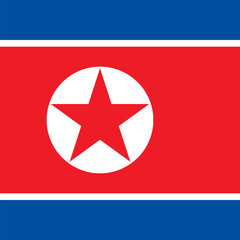 North Korea flag - solid flat vector square with sharp corners.