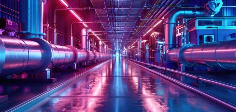 Compressed air energy storage facilities, solid color background