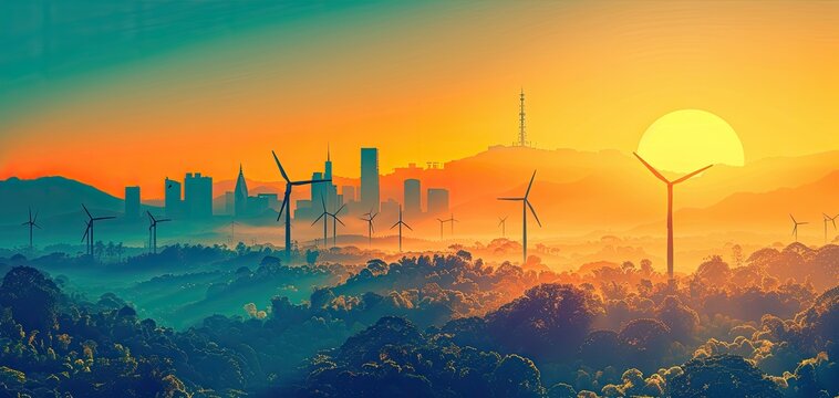 Expansion of renewable energy sources in developing countries, solid color background