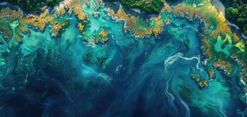 Use of AI and satellite imagery for monitoring environmental recovery. Digital conservation tools, solid color background