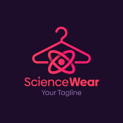 Illustration Vector Graphic Logo of Science Wear. Merging Concepts of a Hanger Fashion and Science Shape. Good for Fashion Industry, Business Laundry, Boutique, Garment, Tailor and etc