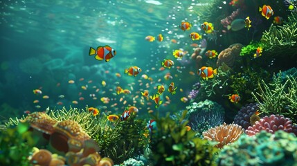 Fototapeta na wymiar the beauty of a coral reef teeming with life. 