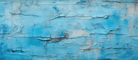 An aged blue-painted wall showing signs of wear and tear with flaking paint peeling off