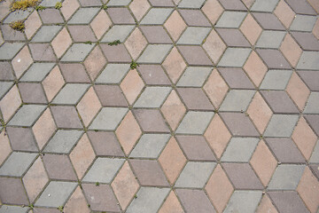 paving slabs with the illusion of three-dimensional cubes