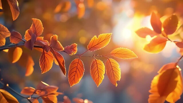 Autumn leaves on a tree footage