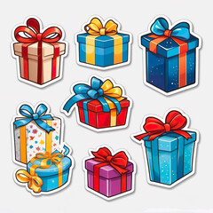 Diseño de pegatinas 3d cajas de regalos con lacito
