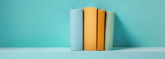 Books on a blue background - obrazy, fototapety, plakaty