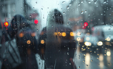 Rainy Urban Reflections - obrazy, fototapety, plakaty