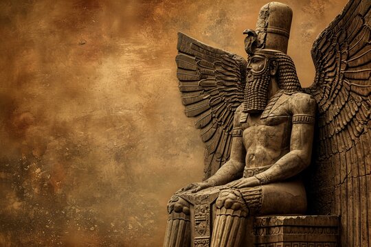 Omnipotent Ancient Sumerian god. Antiquity history religious deity king. Generate ai
