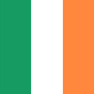 Ireland flag - solid flat vector square with sharp corners.