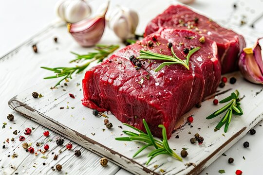 Fresh Raw Beef Steak Cut on white background 