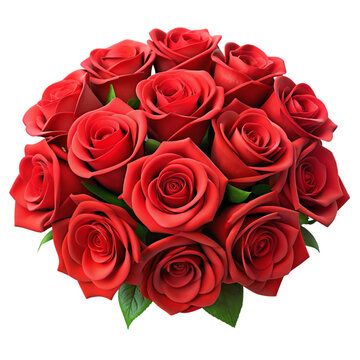 Beautiful red rose flower bouquet with different cute flowers 3d