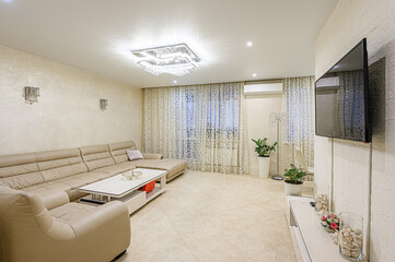 standard interior apartment. living room with sofa
