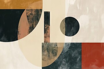 Minimalist abstract composition with geometric shapes and muted colors, ideal for modern home decor - digital art print
