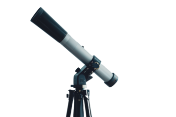 Telescope to watch the night sky, transparent isolated background.