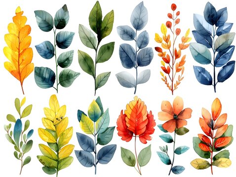 Vibrant Watercolor Paintings of Diverse Spring Foliage and Flora