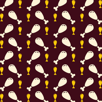 Chicken Leg wonderful trendy multicolor repeating pattern vector illustration background