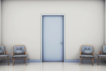 A light blue door in the waiting room