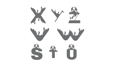 a,b,c,d,e,f,g,h,i,j,k,l,m,n,o,p,q,r,s,t,u,v,w,x,y,z Collection of vintage explorer, wilderness, adventure, camping emblem graphics