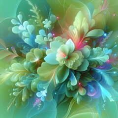 Abstract Green Floral Array