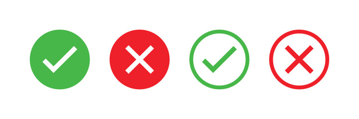 Right And Wrong icon Vector Illustration. Check mark and Cross mark sign. Yes And No Check Marks Icons.

