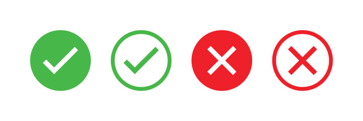 Right And Wrong icon Vector Illustration. Check mark and Cross mark sign. Yes And No Check Marks Icons.
