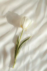 white tulips on plain background