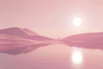 Serenity in Simplicity Minimalistic Isolated Space in Pink Tones, Digital Art