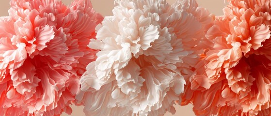  A pink-and-white flower garland dangles in front of a beige wall, set against a light-brown backdrop