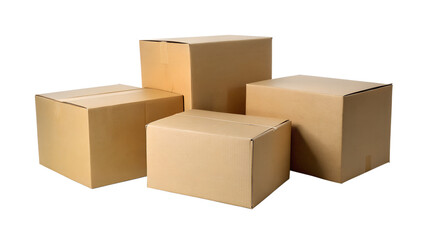 Cardboard Box Mockup on Transparent Background