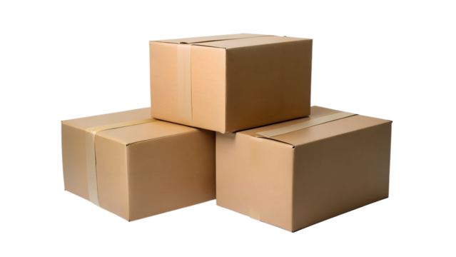 Cardboard Box Mockup on Transparent Background