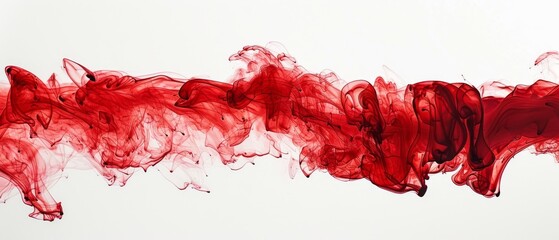  A group of red smoke particles hovering above a white surface, surrounded by a clear blue sky